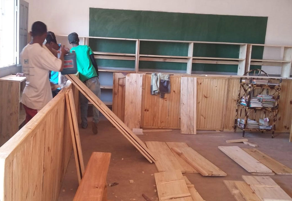 Bibliothèque en cours d’aménagement